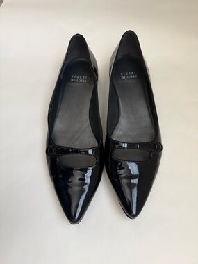 Stuart Weitzman Black Patent Pointed-Toe Flats Size 7.5